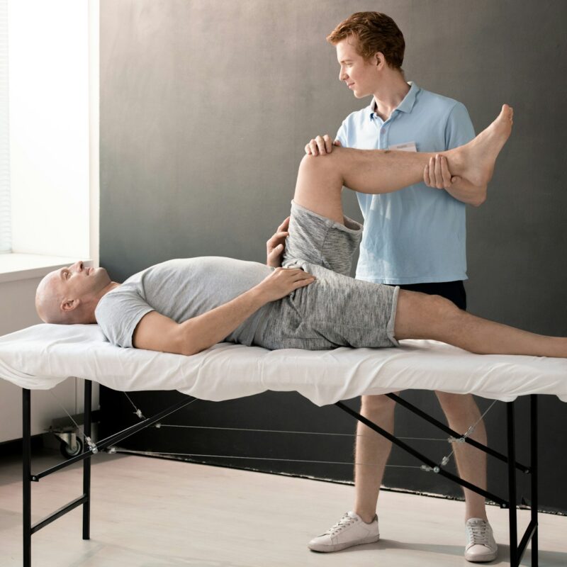 Knee decompression therapy image showing treatment for pain relief and restored mobility